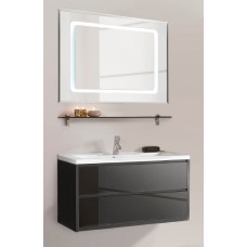 Мебель для ванной Акватон Римини 100 подвесная черная глянцевая с раковиной Премьер М 100