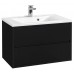 Мебель для ванной Акватон Римини 80 подвесная черная глянцевая с раковиной Премьер М 80