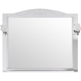 Зеркало ASB-Woodline Салерно 105 со светильниками, белое, патина серебро