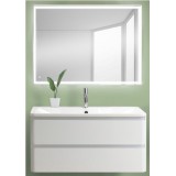 Мебель для ванной BelBagno Albano 100 подвесная bianco lucido с прямоугольным зеркалом