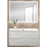 Мебель для ванной BelBagno Albano 100 подвесная cemento verona grigio с прямоугольным зеркалом