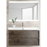 Мебель для ванной BelBagno Albano 100 подвесная rovere nature grigio с закругленым зеркалом