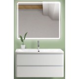 Мебель для ванной BelBagno Albano 80 подвесная bianco lucido с квадратным зеркалом с электровыключателем