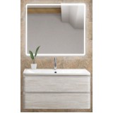 Мебель для ванной BelBagno Albano 80 подвесная cemento verona grigio с квадратным зеркалом с электровыключателем