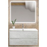 Мебель для ванной BelBagno Albano 80 подвесная cemento verona grigio с квадратным зеркалом с сенсорным выключателем