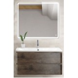 Мебель для ванной BelBagno Albano 80 подвесная rovere nature grigio с квадратным зеркалом с сенсорным выключателем