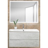 Мебель для ванной BelBagno Albano 90 подвесная cemento verona grigio с прямоугольным зеркалом