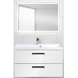 Мебель для ванной BelBagno Aurora 90 подвесная bianco lucido зеркало с электровыключателем