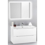 Мебель для ванной BelBagno Etna 80 подвесная bianco lucido с прямоугольным зеркалом с электровыключателем