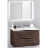 Мебель для ванной BelBagno Etna 80 подвесная rovere moro с прямоугольным зеркалом с сенсорным выключателем