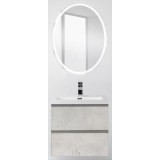 Мебель для ванной BelBagno Luce 60 подвесная stucco cemento leggero с овальным зеркалом