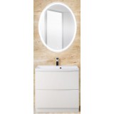 Мебель для ванной BelBagno Marino 60 напольная bianco lucido с овальным зеркалом