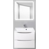 Мебель для ванной BelBagno Marino 60 подвесная bianco lucido с квадратным зеркалом с электровыключателем