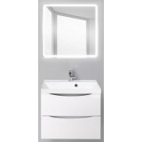 Мебель для ванной BelBagno Marino 60 подвесная bianco lucido с квадратным зеркалом с сенсорным выключателем