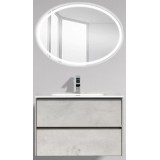 Мебель для ванной BelBagno Pietra 80 подвесная stucco cemento leggero с овальным зеркалом