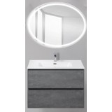 Мебель для ванной BelBagno Pietra 80 подвесная stucco cemento с овальным зеркалом