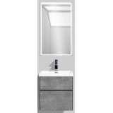 Мебель для ванной BelBagno Pietra Mini 50 подвесная с 2-мя асимметричными ящиками stucco cemento с зеркалом с электровыключателем