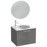 Мебель для ванной Jacob Delafon Odeon Rive Gauche 60 подвесная с 1-м ящиком серый антрацит с ручками хром и круглым зеркалом