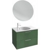 Мебель для ванной Jacob Delafon Odeon Rive Gauche 80 подвесная эвкалипт сатин с ручками хром и круглым зеркалом