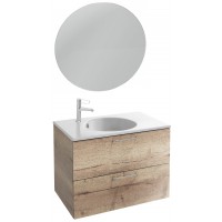 Мебель для ванной Jacob Delafon Odeon Rive Gauche 80 подвесная квебекский дуб с ручками хром и круглым зеркалом