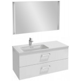 Мебель для ванной Jacob Delafon Vox 100 подвесная левая с 2-мя ящиками с изогнутой ручкой белая блестящая с зеркалом с подсветкой
