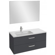 Мебель для ванной Jacob Delafon Vox 100 подвесная левая с 2-мя ящиками с изогнутой ручкой серый антрацит глянцевый