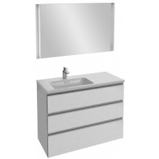 Мебель для ванной Jacob Delafon Vox 100 подвесная левая с 3-мя ящиками белая блестящая с зеркалом с подсветкой