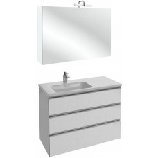 Мебель для ванной Jacob Delafon Vox 100 подвесная левая с 3-мя ящиками белая блестящая с зеркалом-шкафом