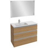 Мебель для ванной Jacob Delafon Vox 100 подвесная левая с 3-мя ящиками ореховое дерево с зеркалом с подсветкой
