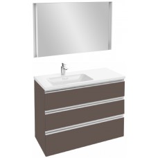 Мебель для ванной Jacob Delafon Vox 100 подвесная левая с 3-мя ящиками светло-коричневая глянцевая с зеркалом с подсветкой