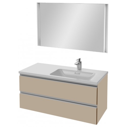 Мебель для ванной Jacob Delafon Vox 100 подвесная правая розово-бежевая с зеркалом с подсветкой