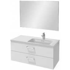 Мебель для ванной Jacob Delafon Vox 100 подвесная правая с 2-мя ящиками с изогнутой ручкой белый блестящий лак