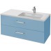 Мебель для ванной Jacob Delafon Vox 100 подвесная правая с 2-мя ящиками с изогнутой ручкой матовый аквамарин