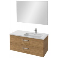 Мебель для ванной Jacob Delafon Vox 100 подвесная правая с 2-мя ящиками с изогнутой ручкой ореховое дерево