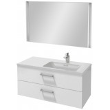 Мебель для ванной Jacob Delafon Vox 100 подвесная правая с 2-мя ящиками с прямоугольной ручкой белая блестящая с зеркалом с подсветкой