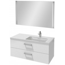 Мебель для ванной Jacob Delafon Vox 100 подвесная правая с 2-мя ящиками с прямоугольной ручкой белая блестящая с зеркалом с подсветкой