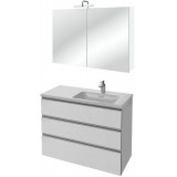 Мебель для ванной Jacob Delafon Vox 100 подвесная правая с 3-мя ящиками белая блестящая с зеркалом-шкафом