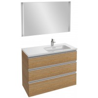 Мебель для ванной Jacob Delafon Vox 100 подвесная правая с 3-мя ящиками ореховое дерево с зеркалом с подсветкой