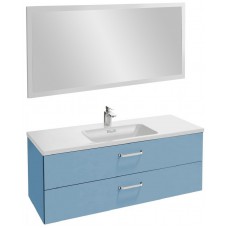 Мебель для ванной Jacob Delafon Vox 120 подвесная с 2-мя ящиками с изогнутой ручкой аквамарин глянцевый с зеркалом со светодиодной подсветкой