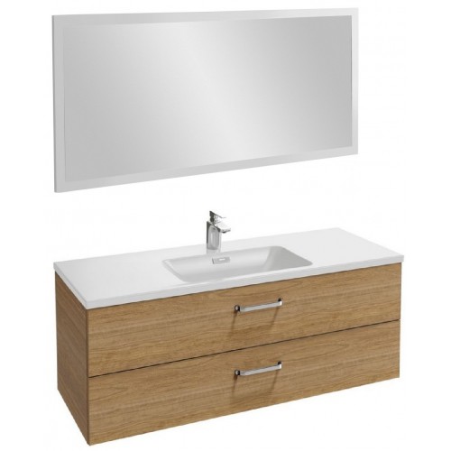 Мебель для ванной Jacob Delafon Vox 120 подвесная с 2-мя ящиками с изогнутой ручкой ореховое дерево с зеркалом со светодиодной подсветкой