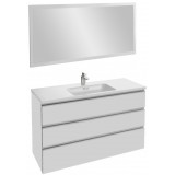 Мебель для ванной Jacob Delafon Vox 120 подвесная с 3-мя ящиками белая блестящая с зеркалом со светодиодной подсветкой