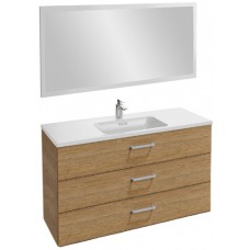Мебель для ванной Jacob Delafon Vox 120 подвесная с 3-мя ящиками с прямоугольной ручкой ореховое дерево с зеркалом со светодиодной подсветкой