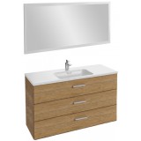 Мебель для ванной Jacob Delafon Vox 120 подвесная с 3-мя ящиками с прямой ручкой ореховое дерево с зеркалом со светодиодной подсветкой