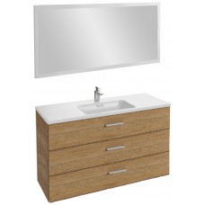 Мебель для ванной Jacob Delafon Vox 120 подвесная с 3-мя ящиками с прямой ручкой ореховое дерево с зеркалом со светодиодной подсветкой