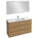 Мебель для ванной Jacob Delafon Vox 120 подвесная с 3-мя ящиками с угловой ручкой ореховое дерево с зеркалом со светодиодной подсветкой