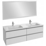 Мебель для ванной Jacob Delafon Vox 140 подвесная белая блестящая с зеркалом с подсветкой