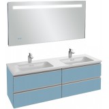 Мебель для ванной Jacob Delafon Vox 140 подвесная матовый аквамарин с зеркалом с подсветкой и часами