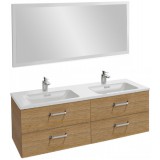 Мебель для ванной Jacob Delafon Vox 140 подвесная с 4-мя ящиками с изогнутой ручкой ореховое дерево с зеркалом с подсветкой