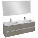 Мебель для ванной Jacob Delafon Vox 140 подвесная серая кожа с зеркалом с подсветкой