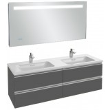 Мебель для ванной Jacob Delafon Vox 140 подвесная серый антрацит глянцевый с зеркалом с подсветкой и часами